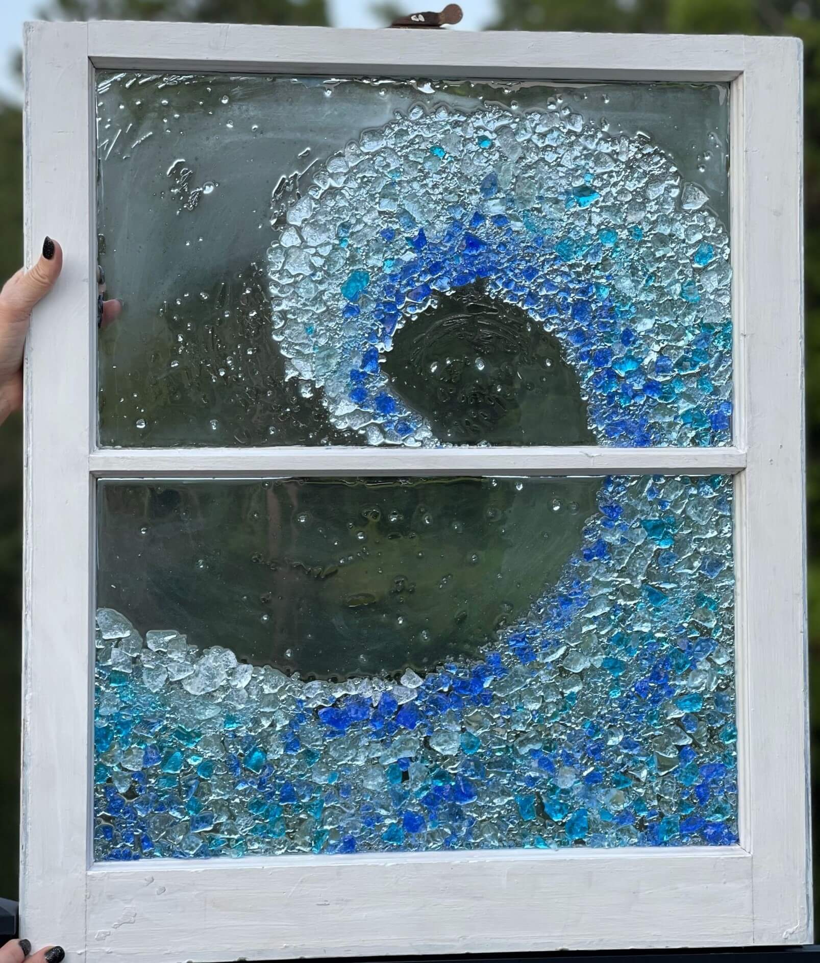 Ocean Wave, Seaglass and Resin Window
